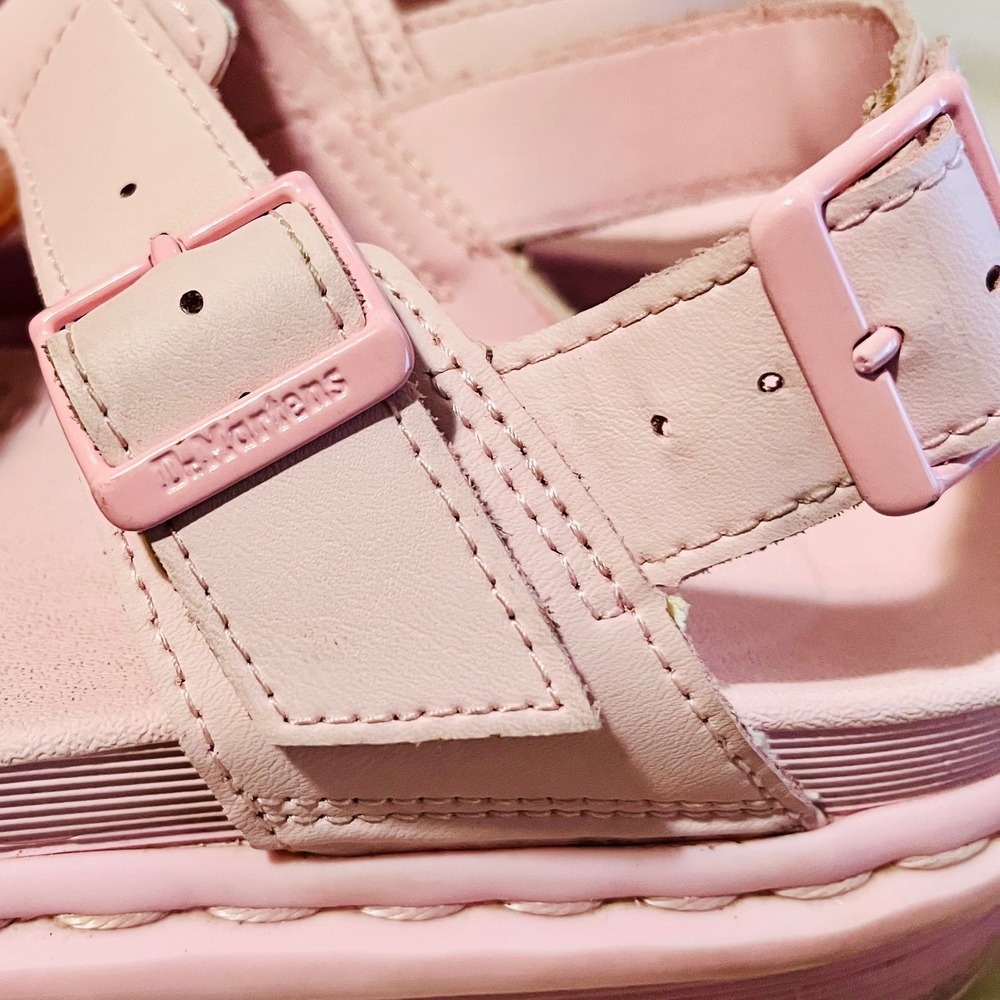 Dr Martens Voss Mono Pink Hydro Leather Sandals Women 7 Platform Barbie Pastel - Picture 9 of 11